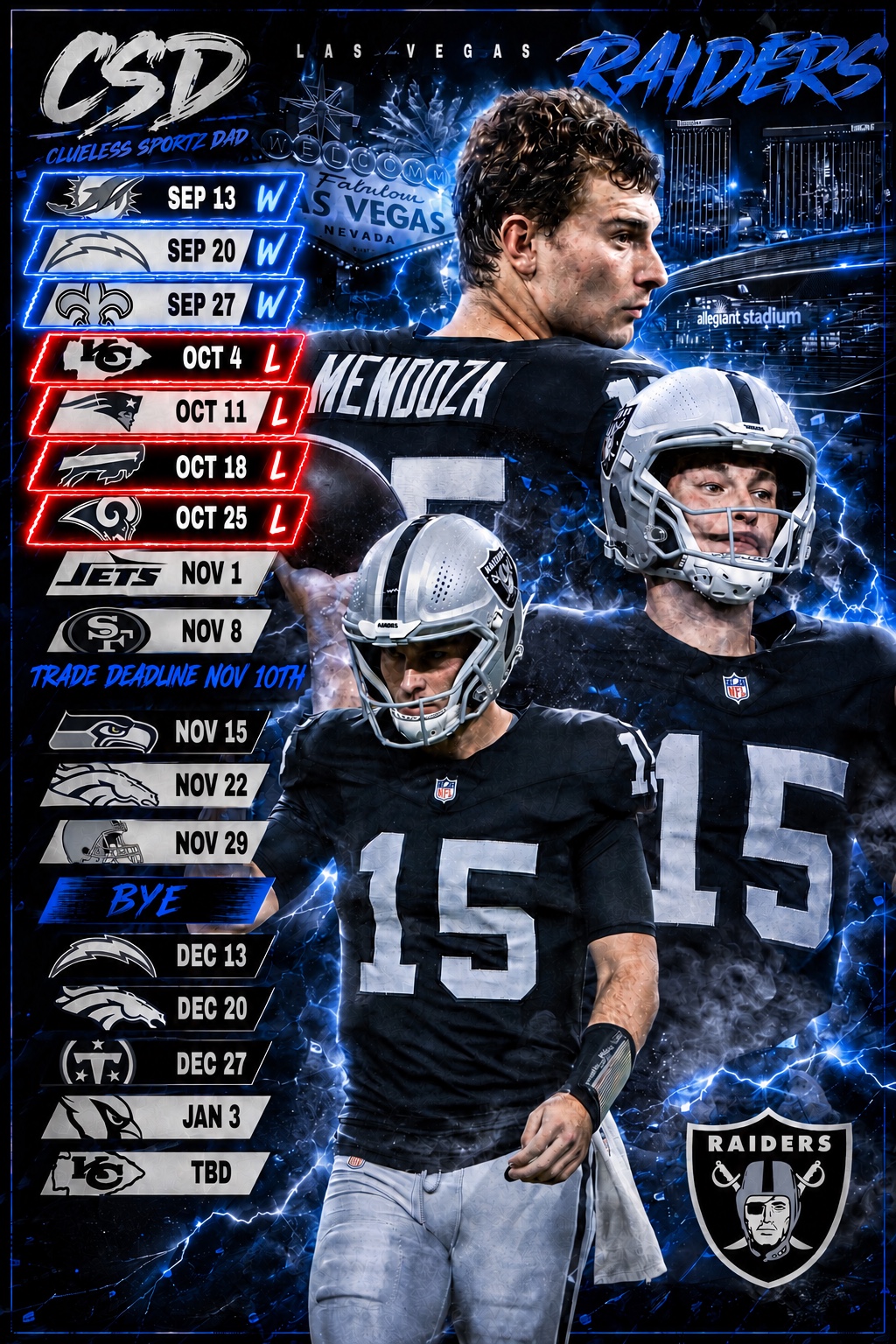 Las Vegas Raiders 2026 schedule — updated October 30